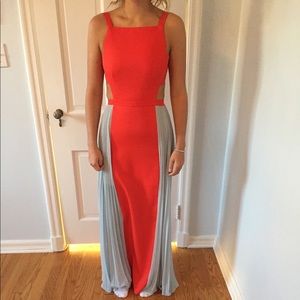 BCBG Maxazria Square Neck Color Block Prom Dress